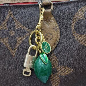 Authentic Louis Vuitton Lock & Key with Unbranded Lemon Charm, Keychain
